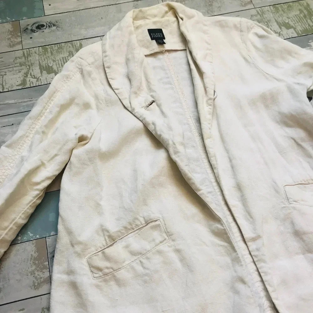 ⭐️Eileen Fisher Irish Linen One Button Blazer - Picture 5 of 7